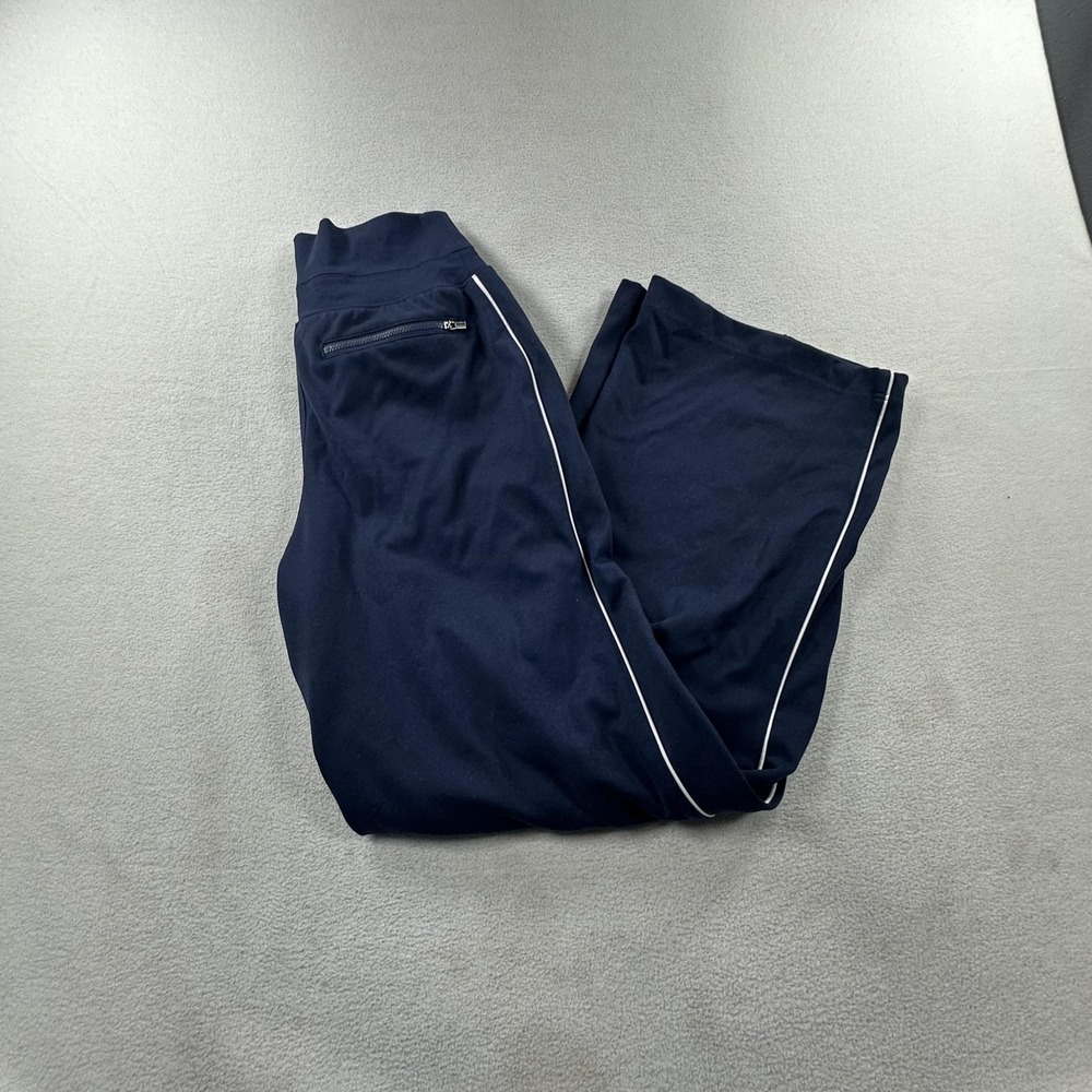 Athleta Navy Track Pants with White Trim